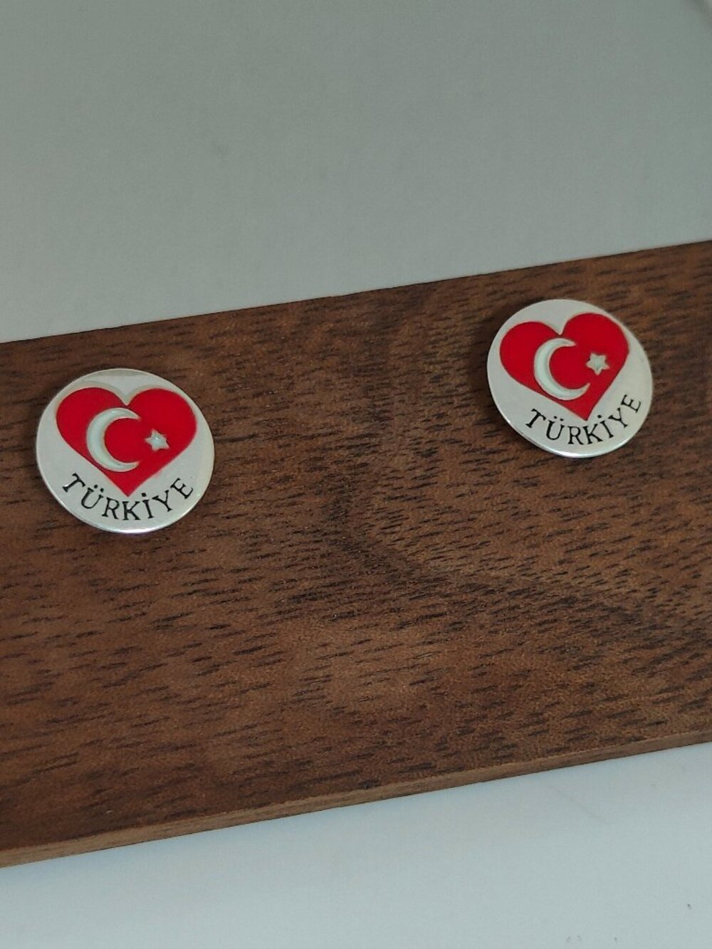 Türkiye Heart Flag Travel Vacation Stud Earring Exclusive Designed S925 Silver